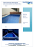 Cobertura eléctrica piscina lâminas translúcidas azuis banco madeira